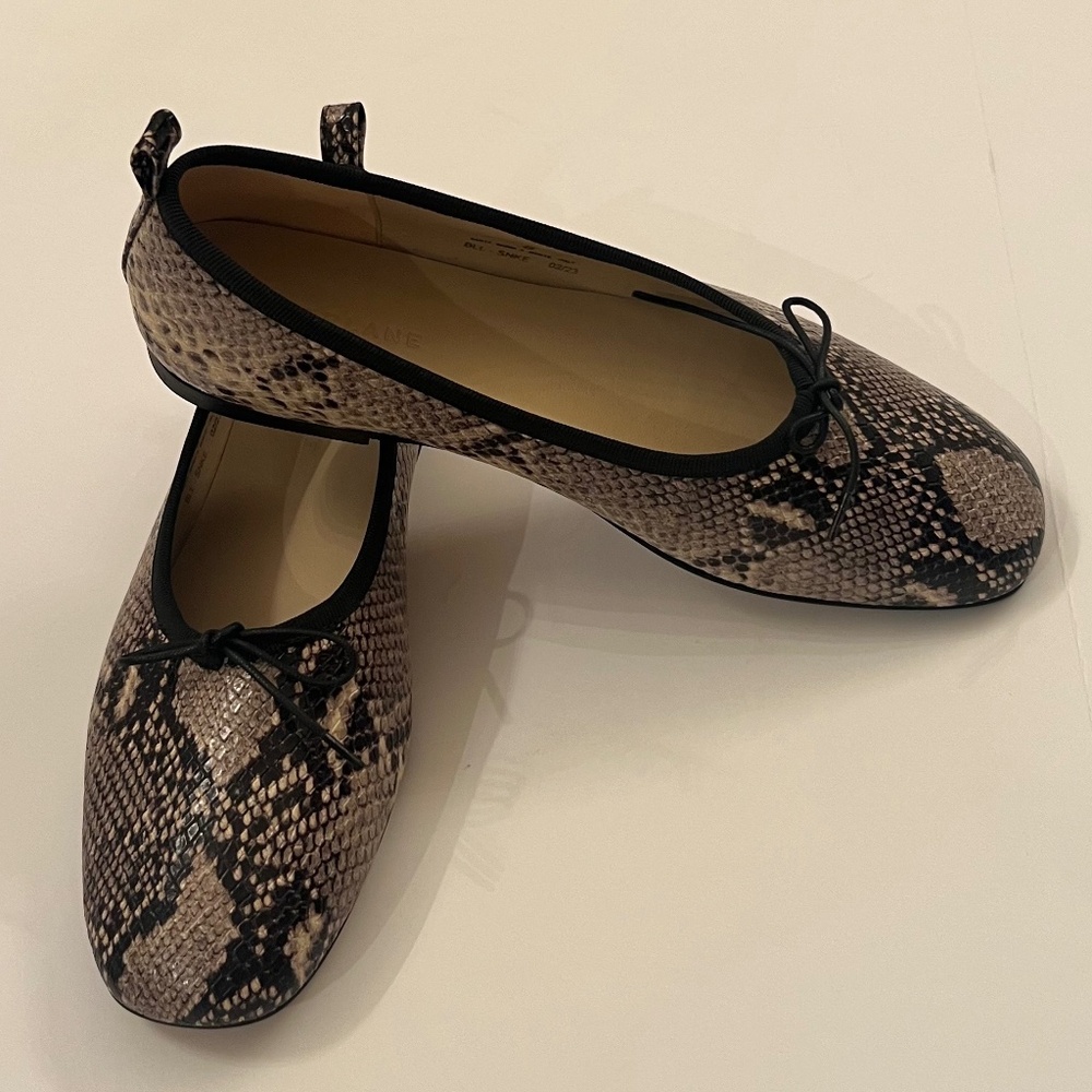 Everlane The Day Ballet Flat in Snakeskin Size 8 New Without Box